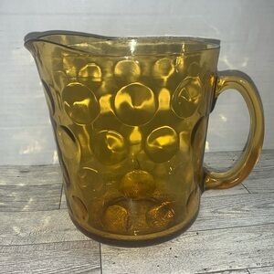Vintage Hazel Atlas Amber Dotted / Thumb Print 6.5 in pitcher